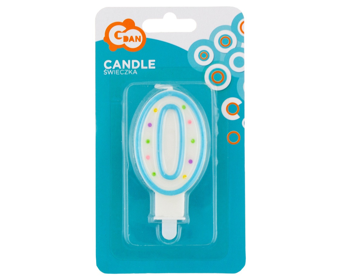Candle number with dots 0, 8 cm