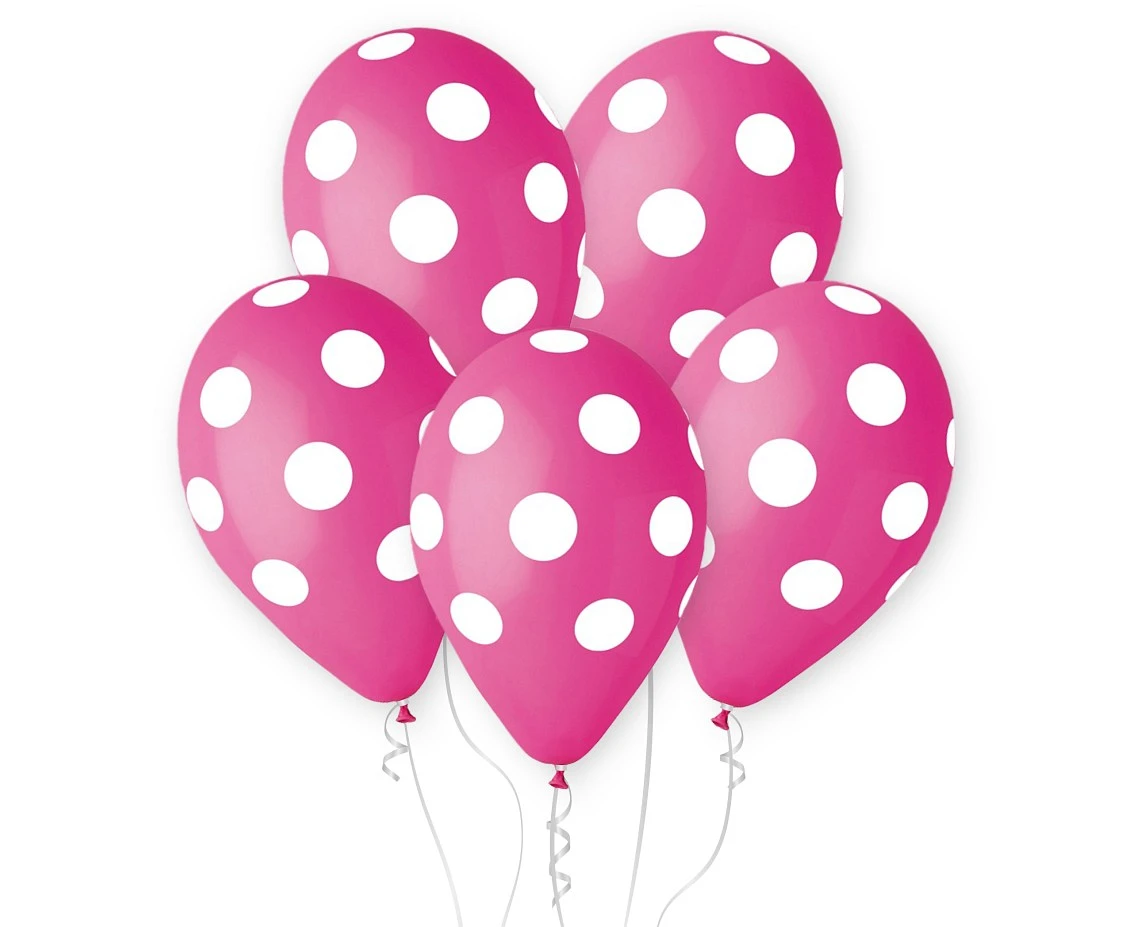 Balloons Gemar 12", pastel premium dots, dark pink, 5pcs