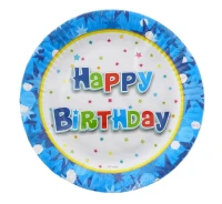 Paper Plates "Happy Birthday blue" 18 cm, 6 pcs EOL