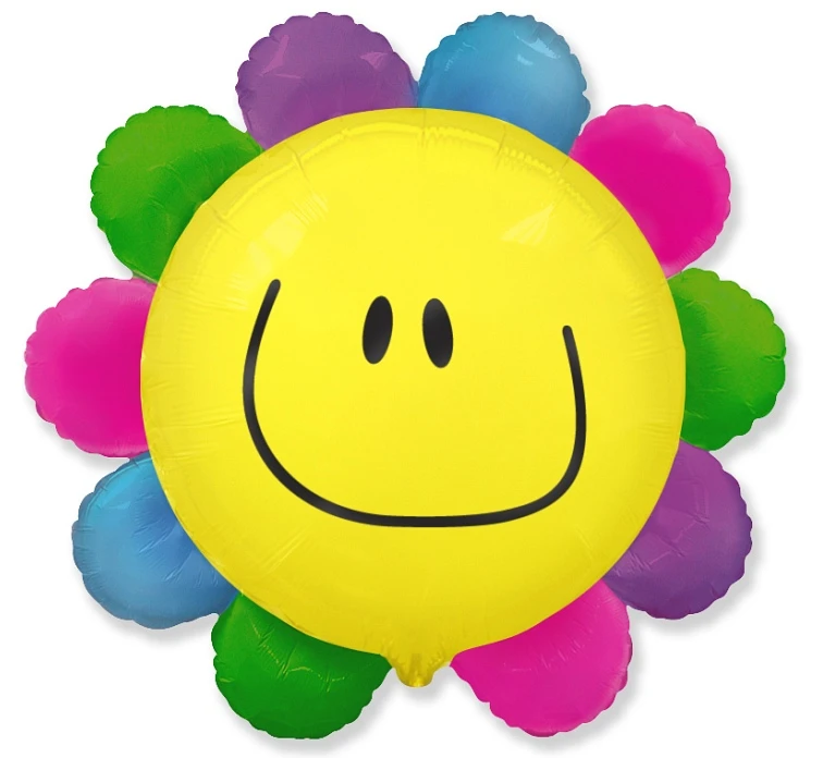 Foil balloon 24" FX - Flower (rainbow),  unpacked (flat)