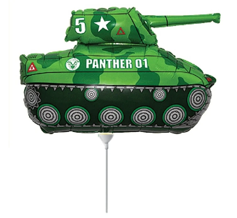 Foil balloon 14" FX - Tank (green),  unpacked (flat) EOL