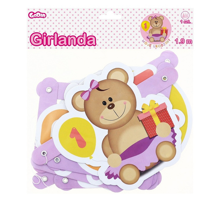 Garland "Moje 1 Urodziny", 1 pc, pink EOL