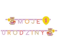 Garland "Moje 1 Urodziny", 1 pc, pink EOL
