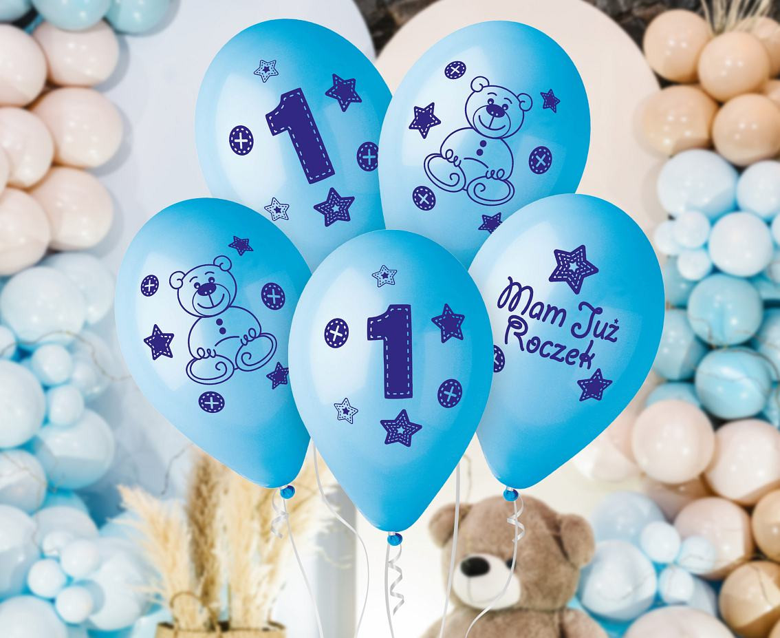Balloons Gemar 12", premium my 1 birthday, blue, 5pcs