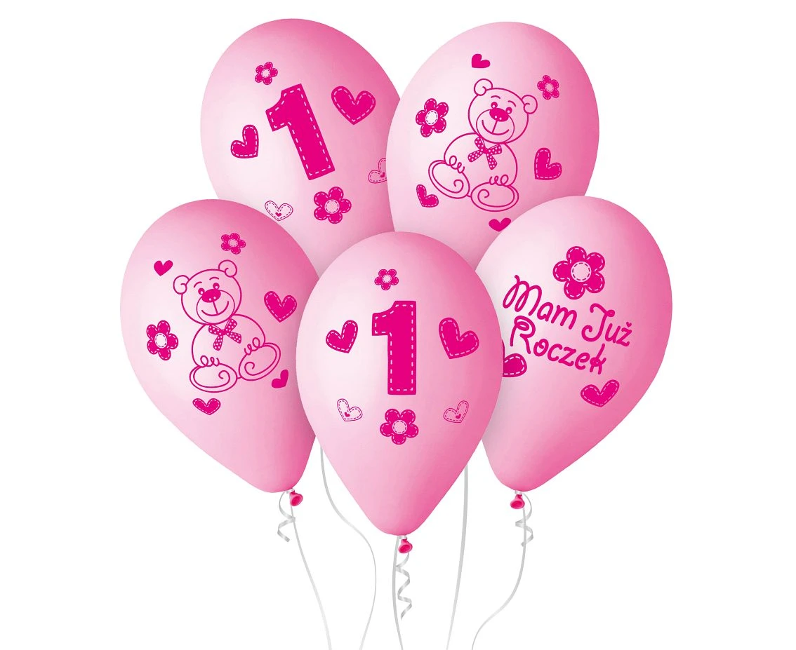 Balloons Gemar 12", premium my 1 birthday, pink, 5pcs