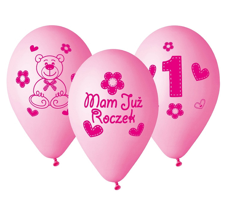 Balloons Gemar 12", premium my 1 birthday, pink, 5pcs