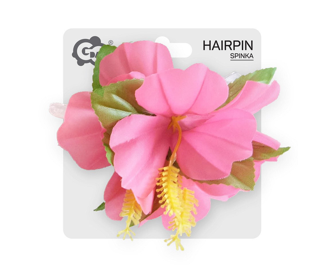 Hawaiian hairpin, large, pink