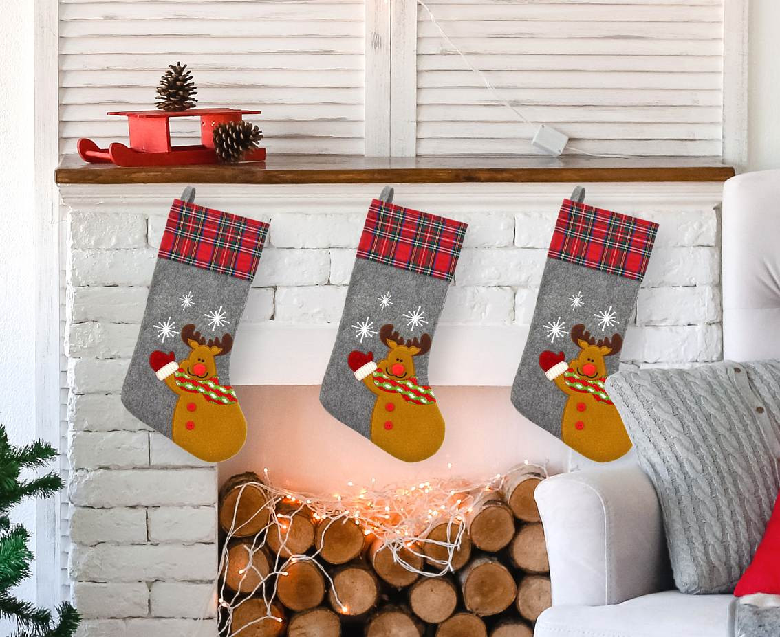 Christmas felt sock Reindeer, 46x25 cm