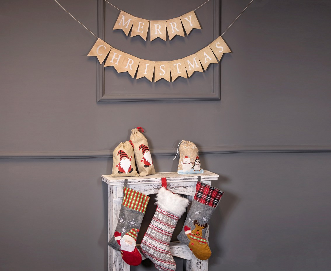 Christmas felt sock Reindeer, 46x25 cm