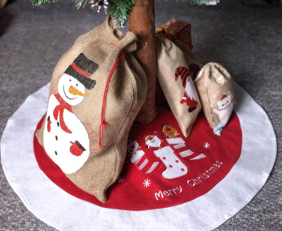 Snowman jute bag, size: 36x50 cm