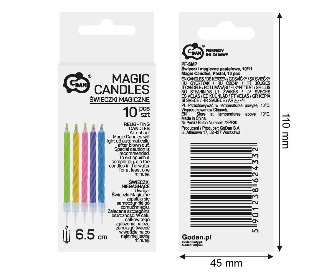 Magic Candles, Pastel, 10 Pcs