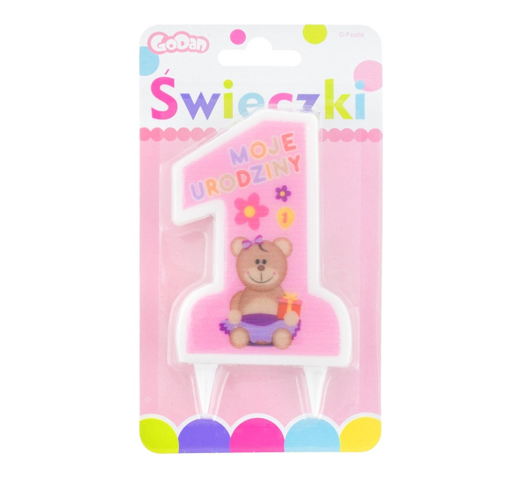 1st Birthday Candle, pink EOL
