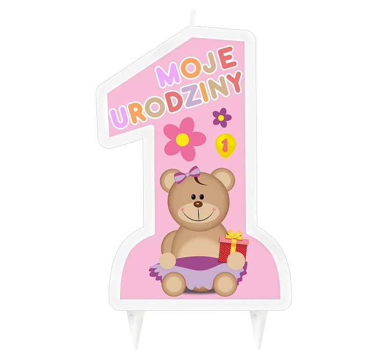 1st Birthday Candle, pink EOL