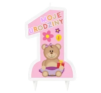 1st Birthday Candle, pink EOL