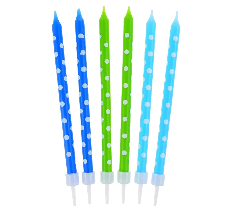Birthday Candles Polka Dots, blue/green, , 10 cm, 24/24