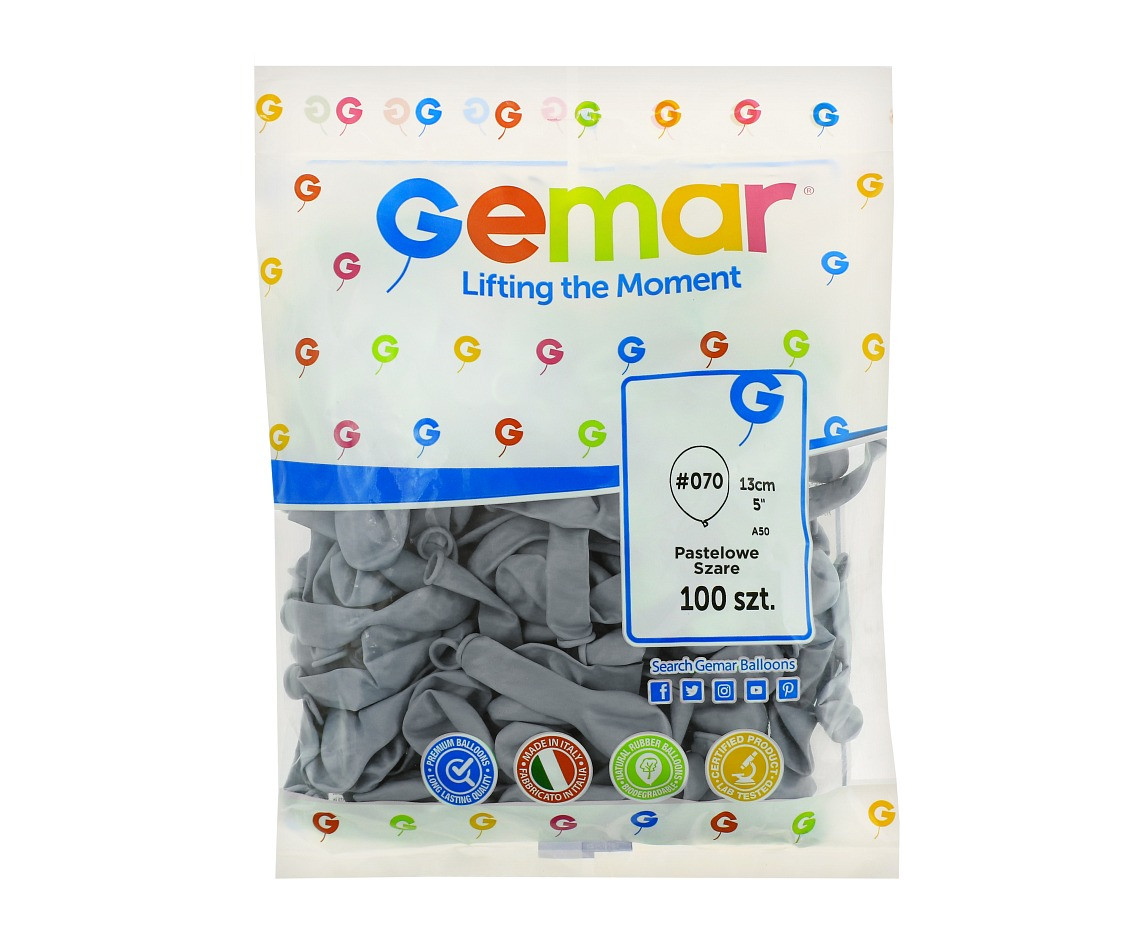Balloons Gemar 5", pastel gray, 100pcs