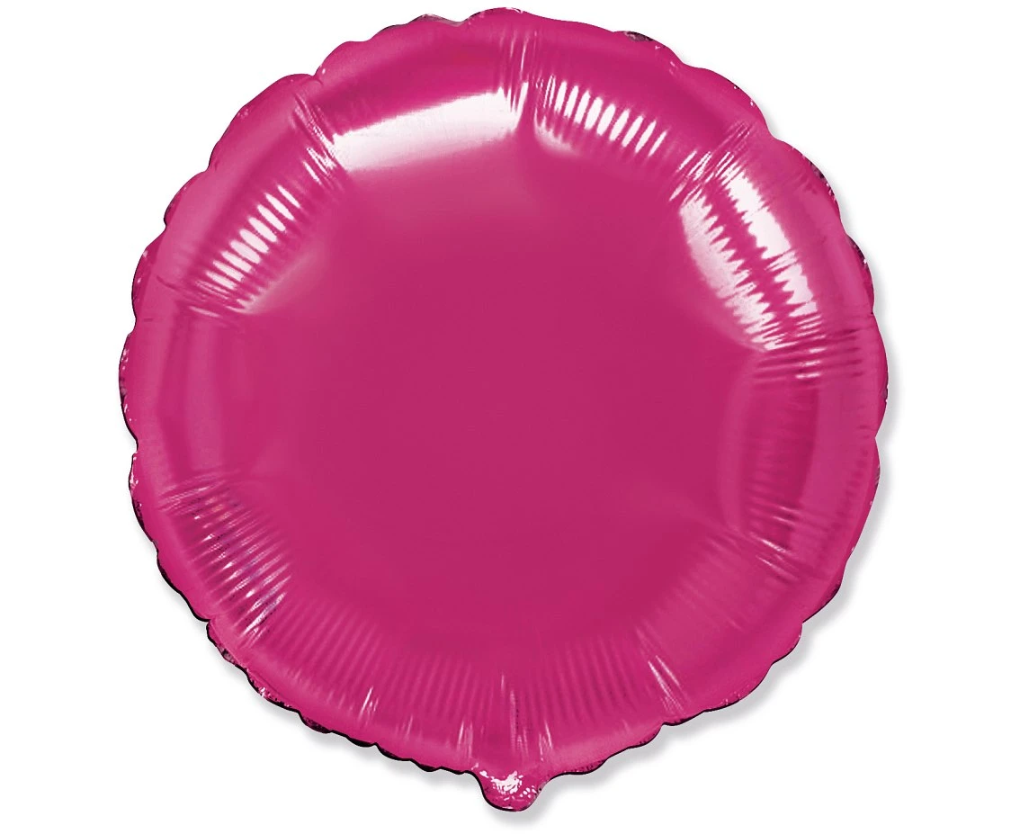 Foil balloon 18" FX - Round (dark pink) KK,  unpacked (flat)