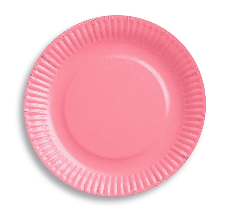 Paper plates, solid colour, pink, 18 cm, 6 pcs EOL