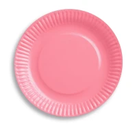Paper plates, solid colour, pink, 18 cm, 6 pcs EOL