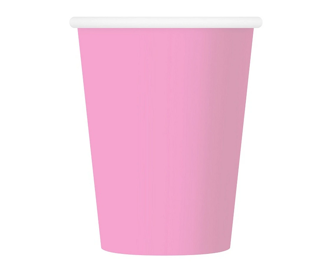 Paper cups, solid colour, pink, 250 ml/ 6 pcs EOL