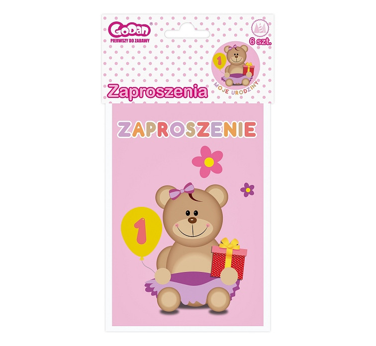 Invitations "My 1 Birthday" , 6 pcs, pink EOL
