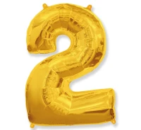 Foil balloon FX - Number 2 gold, 85 cm KK,  unpacked (flat) EOL