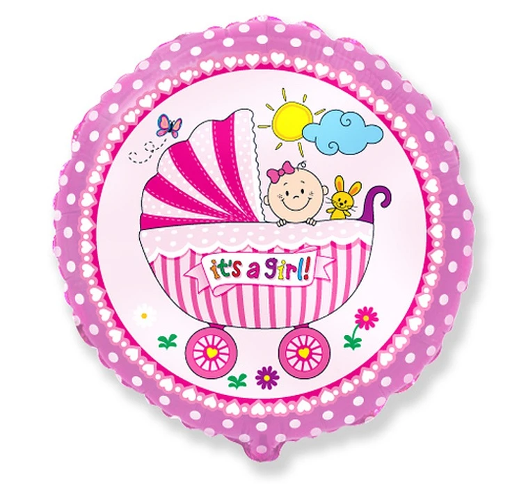 Foil balloon 18" FX - Baby stroller, pink,  unpacked (flat) EOL