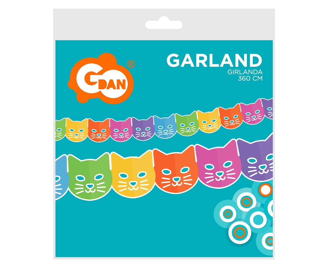 Paper garland "Colourful Cats", 360x18x17.9cm EOL