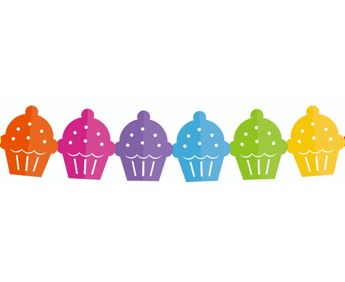 Paper garland "Colourful cupcakes", 360x15.1x18cm EOL