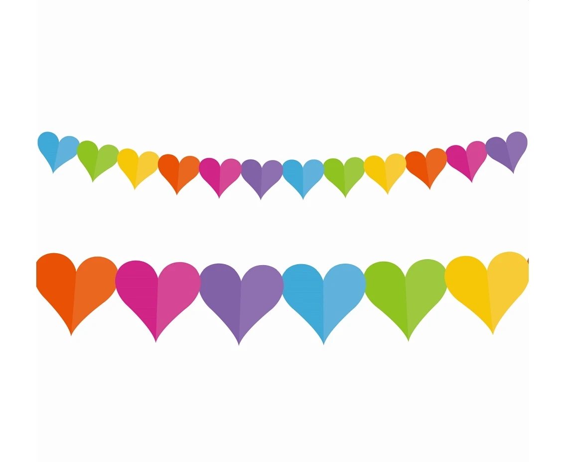 Paper garland "Colourful hearts", 360x17x18cm