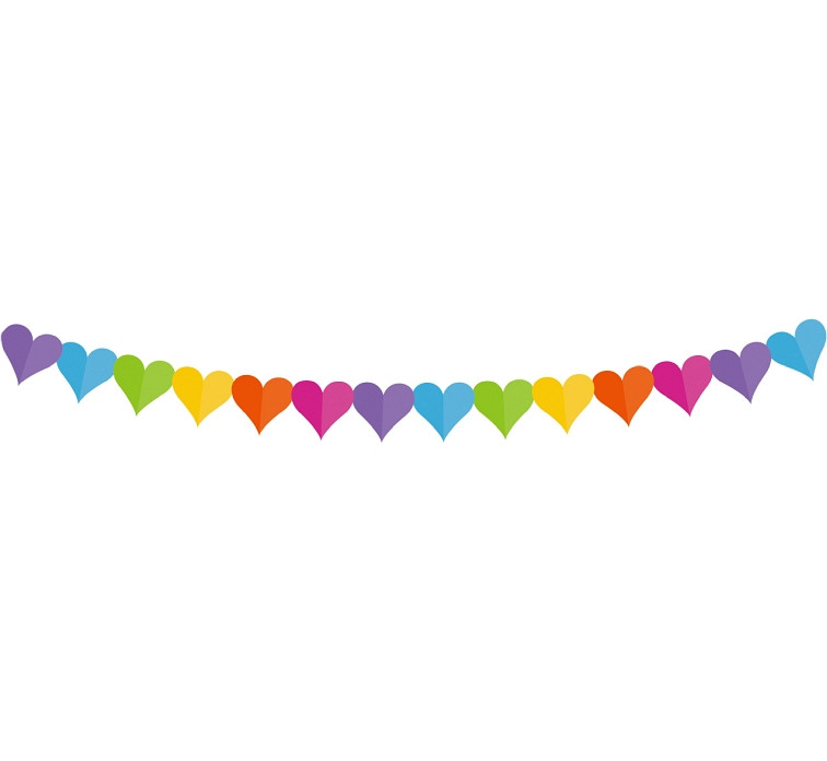 Paper garland "Colourful hearts", 360x17x18cm