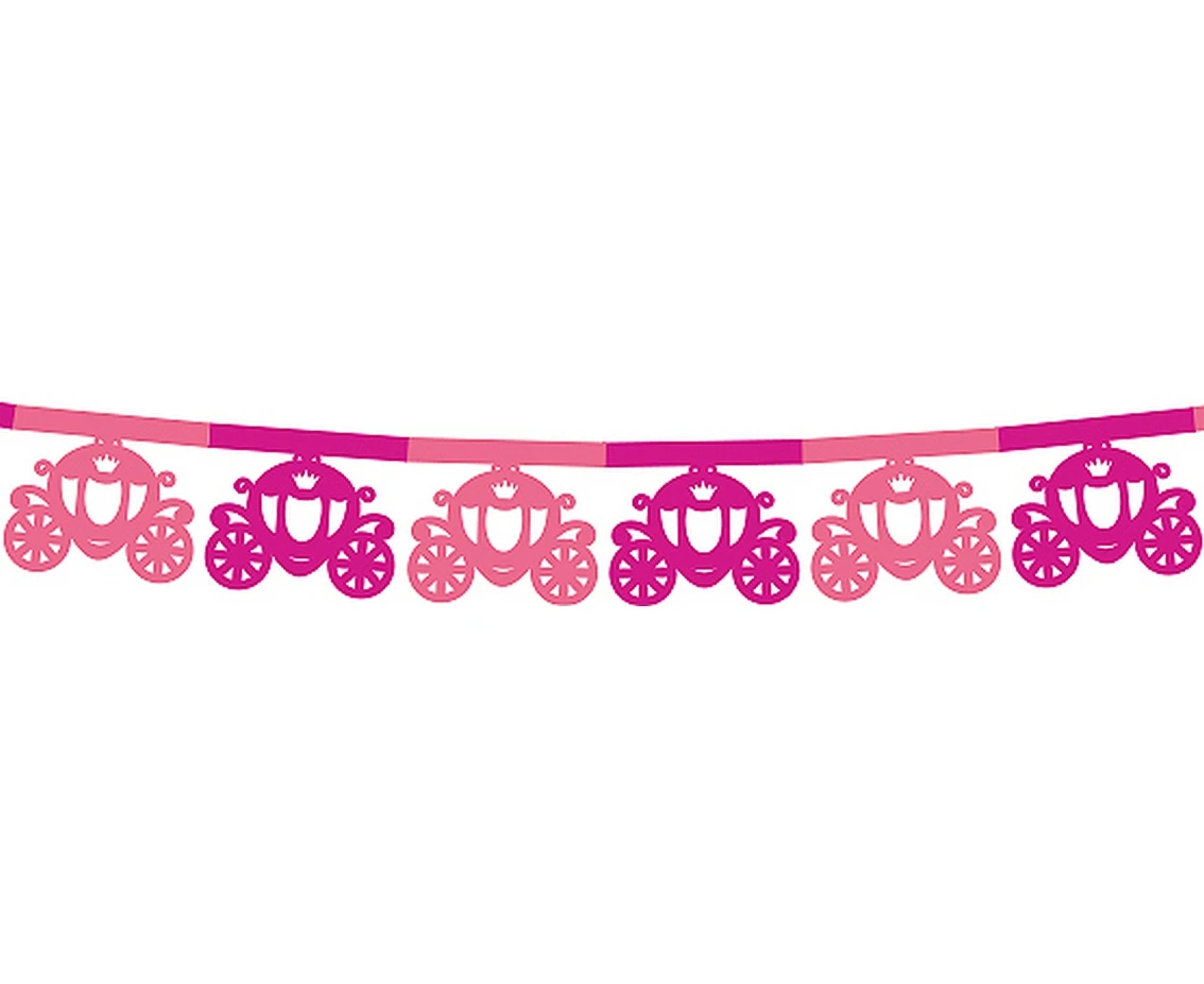 Paper garland "Carriage", 360x20x16.6cm, pink EOL