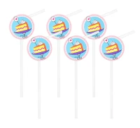 Flexible straws with "Sweet moments" medallions, 6 pcs EOL