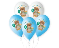 Balloons Gemar 12", premium "moje 1 urodziny", colorful for the boy, 5pcs EOL
