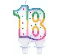 Birthday candle with dots "18", 8 cm EOL