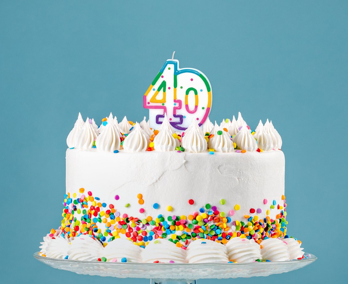 Birthday candle with dots "40", 8 cm EOL