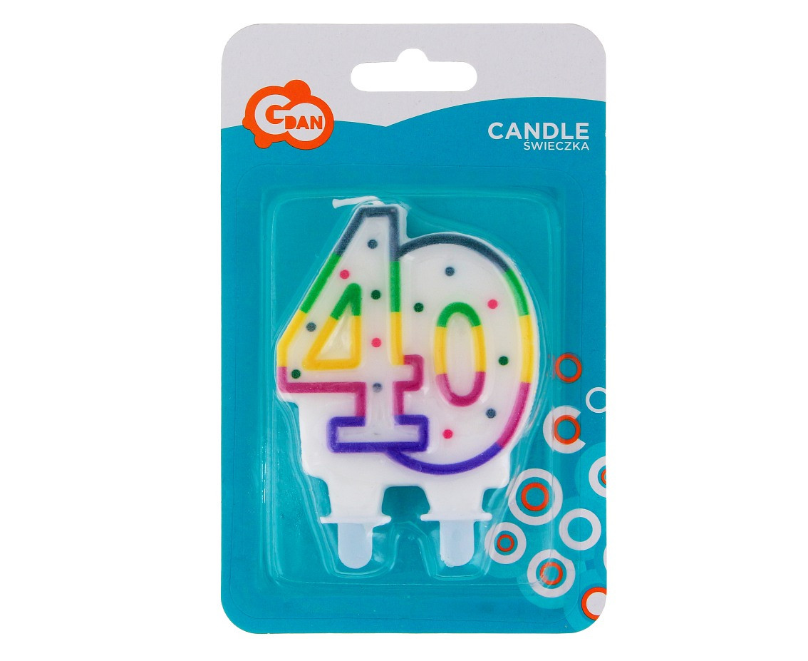 Birthday candle with dots "40", 8 cm EOL