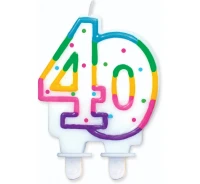 Birthday candle with dots "40", 8 cm EOL