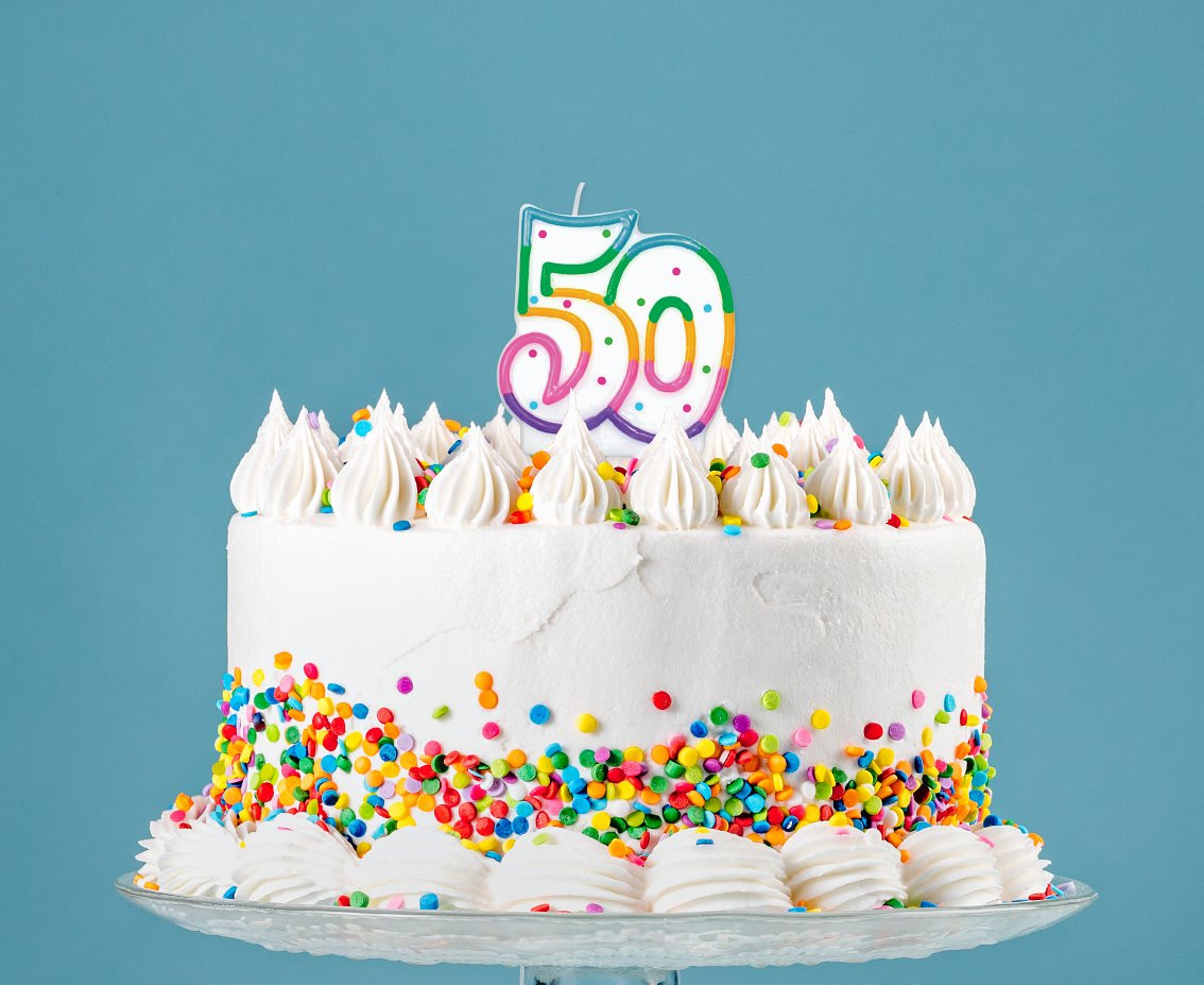 Birthday candle with dots "50", 7 cm EOL