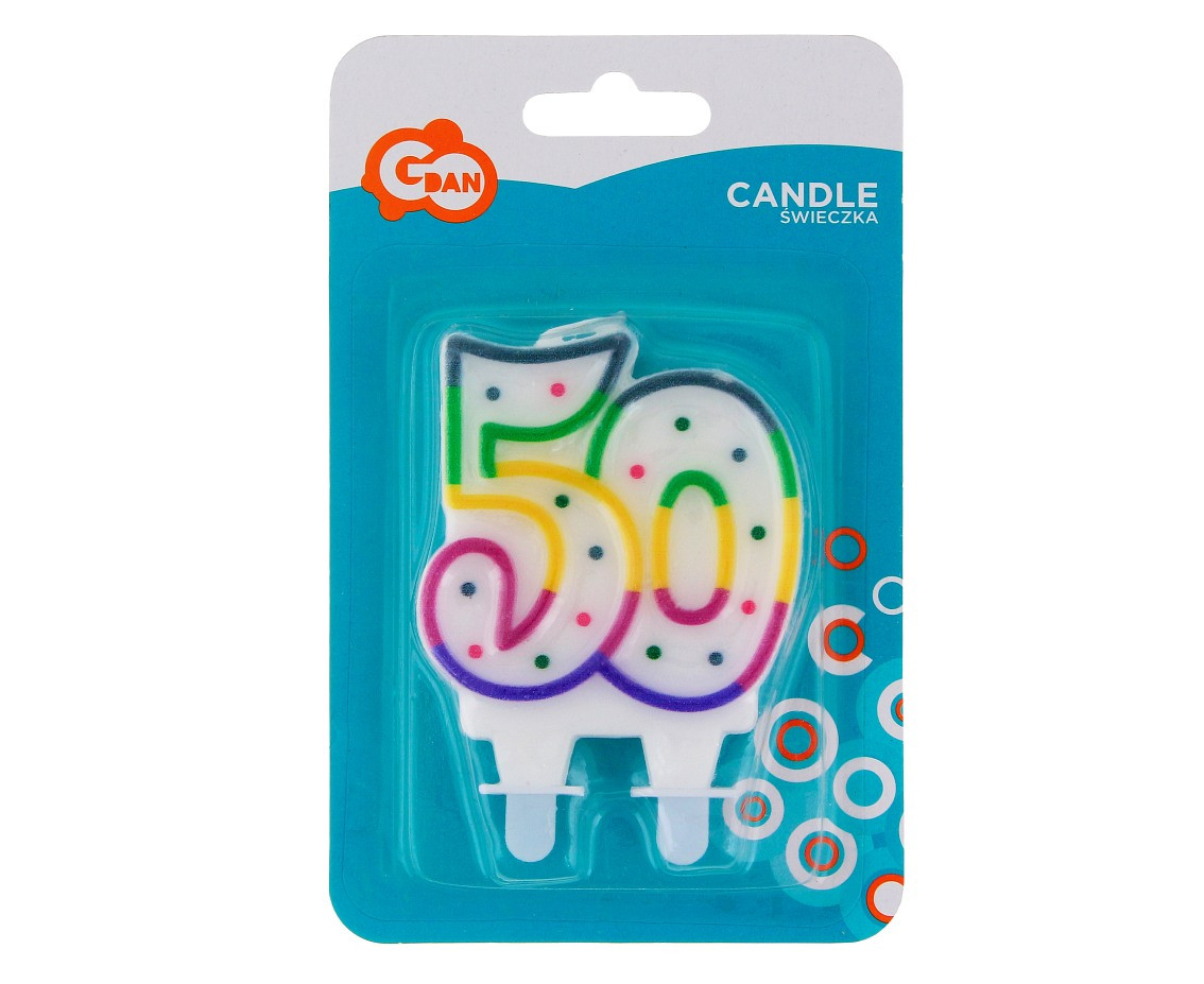 Birthday candle with dots "50", 7 cm EOL
