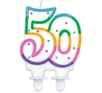 Birthday candle with dots "50", 7 cm EOL