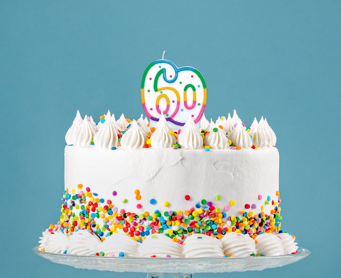 Birthday candle with dots "60", 7 cm EOL