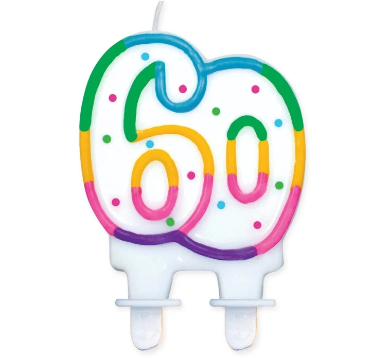 Birthday candle with dots "60", 7 cm EOL