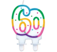 Birthday candle with dots "60", 7 cm EOL