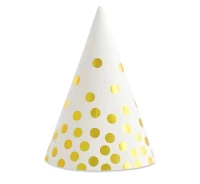 Paper hats "Gold dots", white, 6 pcs