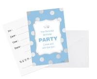 Invitations with envelope "Silver dots", blue, 6 pcs EOL