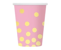 Paper cups "Gold dots", pink, 270 ml, 6 pcs EOL