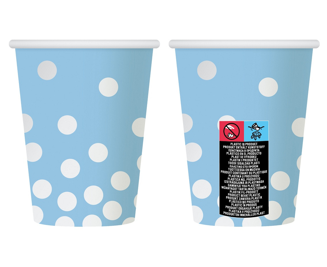 Paper cups "Silver dots", blue, 270 ml, 6 pcs EOL