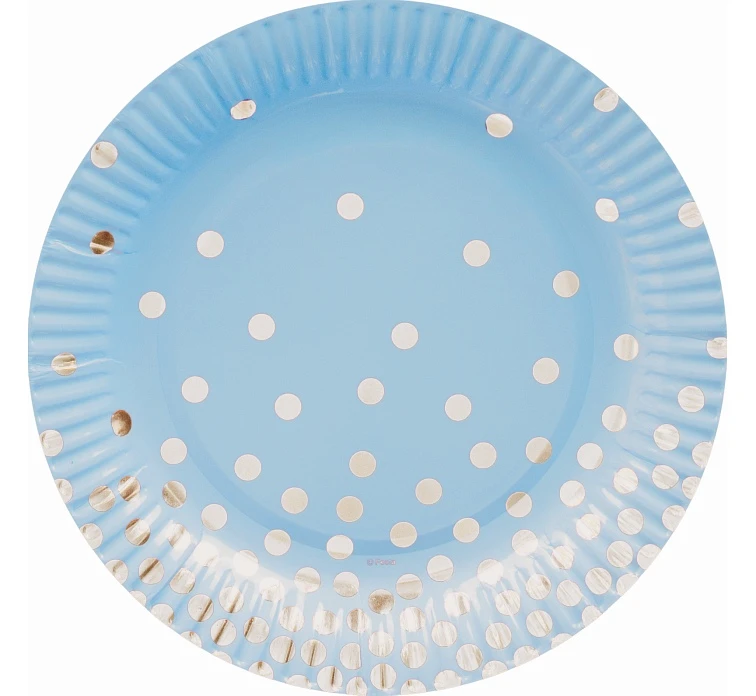 Paper plates "Silver dots", blue, 18 cm, 6 pcs EOL