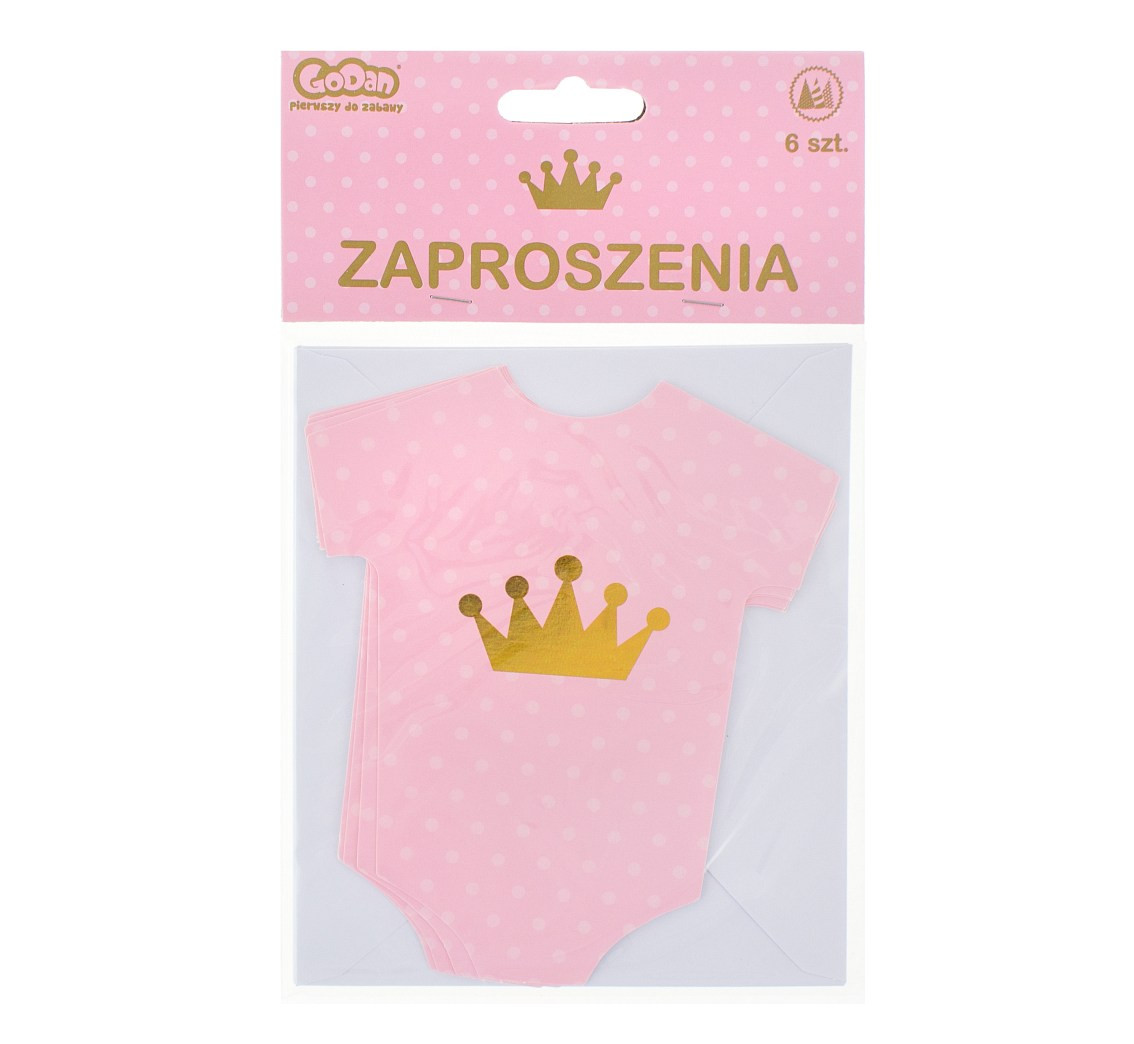 Invitations with envelope "Little girl", pink, 6 pcs EOL
